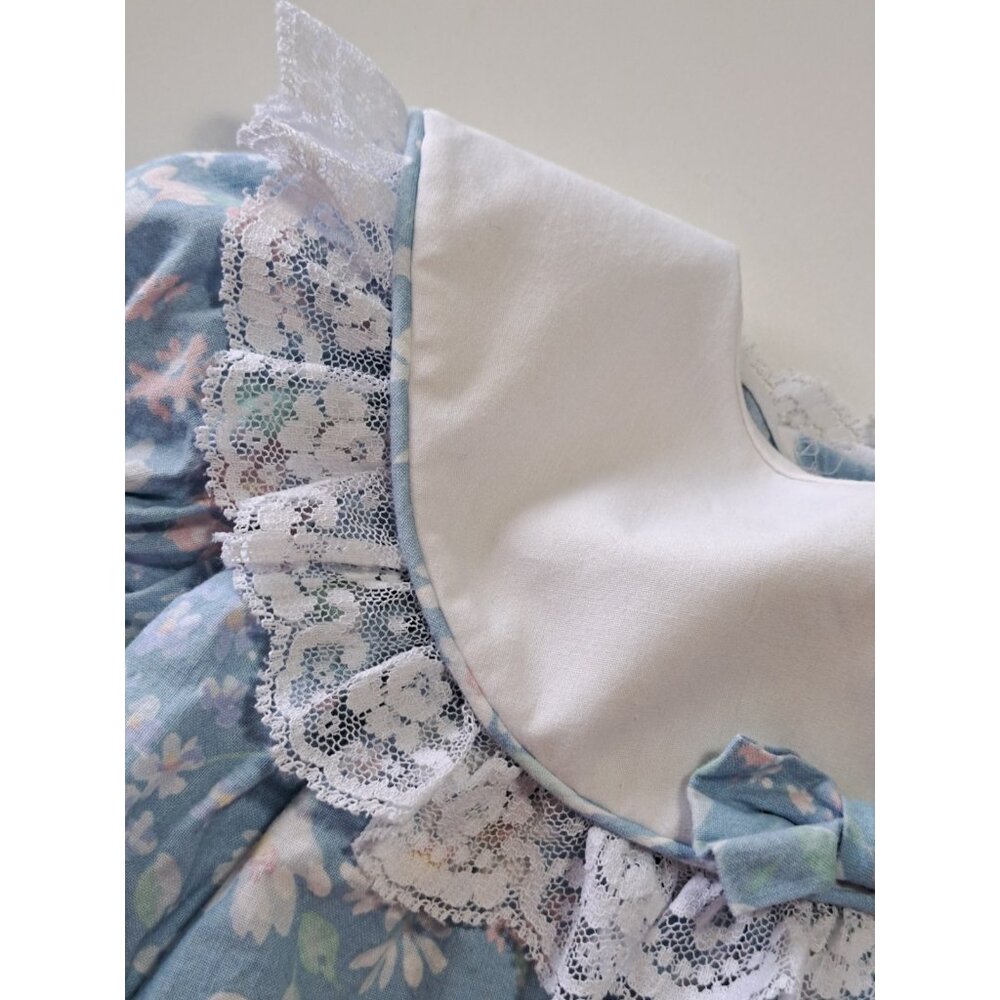 Vtg Bryan Baby Girl 6-9 Months Floral Tiered Dress Pastel Lace Bow Collar 2 Pc - Picture 6 of 13
